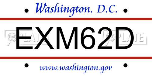 EXM62D District Of Columbia License Plate