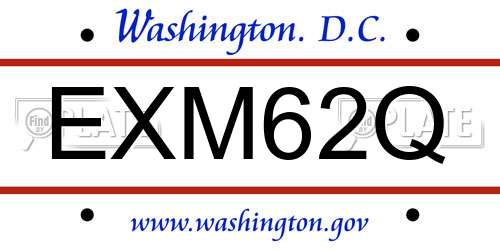 EXM62Q District Of Columbia License Plate