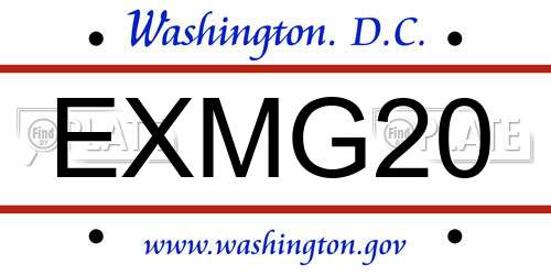 EXMG20 District Of Columbia License Plate