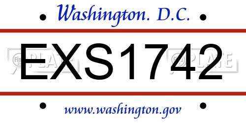EXS1742 District Of Columbia License Plate