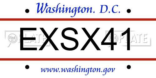 EXSX41 District Of Columbia License Plate