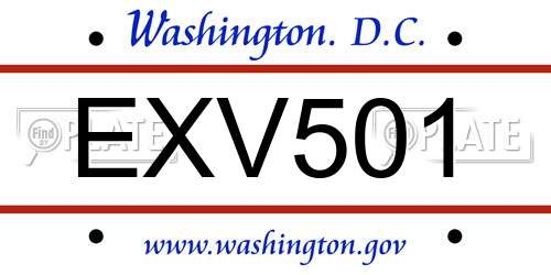 EXV501 District Of Columbia License Plate