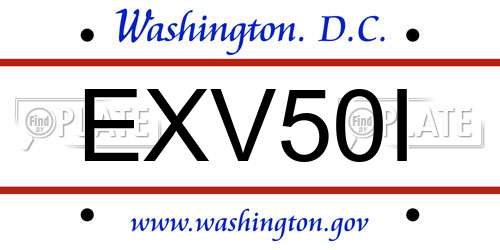 EXV50I District Of Columbia License Plate