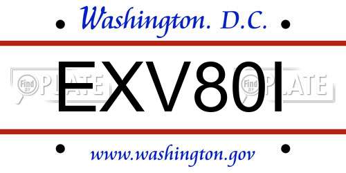 EXV80I District Of Columbia License Plate