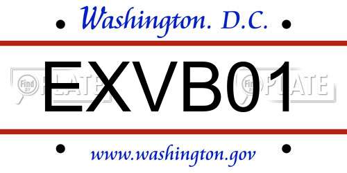 EXVB01 District Of Columbia License Plate