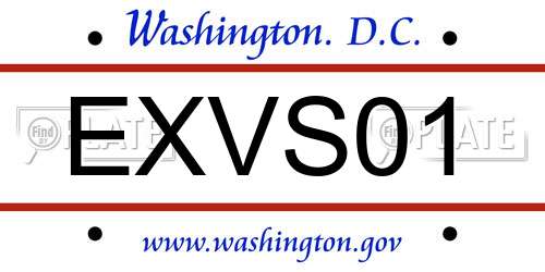 EXVS01 District Of Columbia License Plate