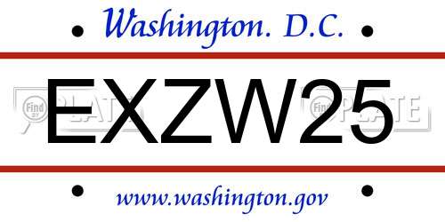 EXZW25 District Of Columbia License Plate