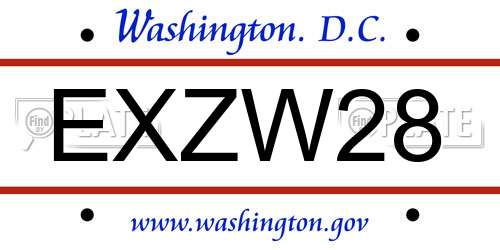 EXZW28 District Of Columbia License Plate