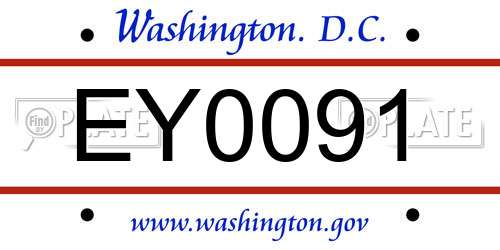 EY0091 District Of Columbia License Plate