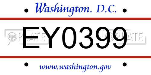 EY0399 District Of Columbia License Plate