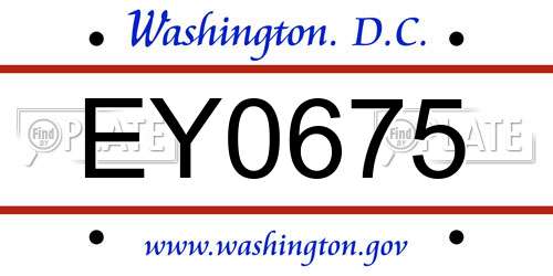 EY0675 District Of Columbia License Plate