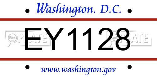 EY1128 District Of Columbia License Plate