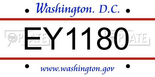 EY1180 District Of Columbia License Plate