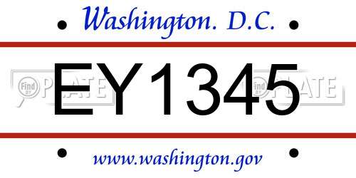 EY1345 District Of Columbia License Plate