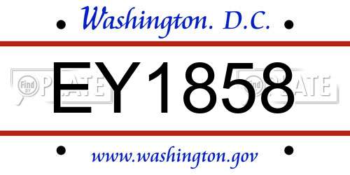EY1858 District Of Columbia License Plate