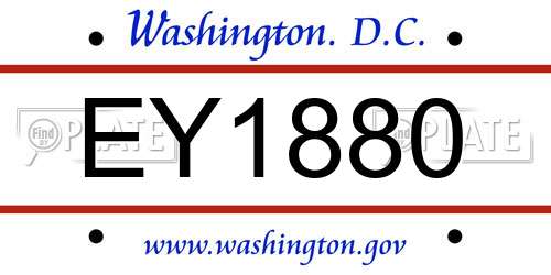 EY1880 District Of Columbia License Plate