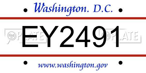 EY2491 District Of Columbia License Plate