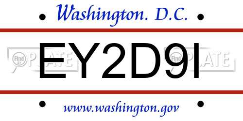 EY2D9I District Of Columbia License Plate