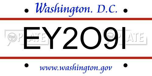EY2O9I District Of Columbia License Plate