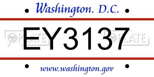 EY3137 District Of Columbia License Plate