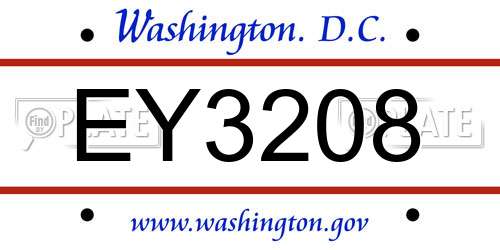 EY3208 District Of Columbia License Plate