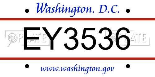 EY3536 District Of Columbia License Plate