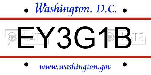 EY3G1B District Of Columbia License Plate