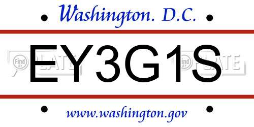 EY3G1S District Of Columbia License Plate