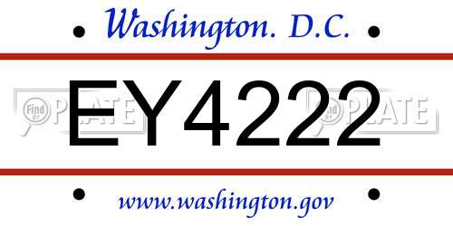EY4222 District Of Columbia License Plate