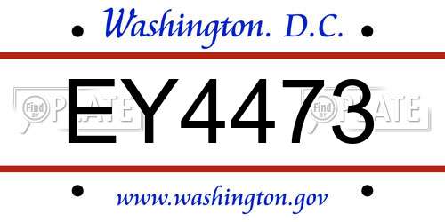 EY4473 District Of Columbia License Plate