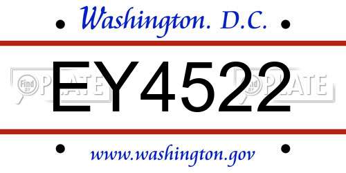 EY4522 District Of Columbia License Plate