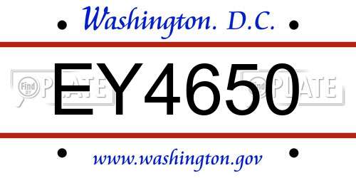 EY4650 District Of Columbia License Plate