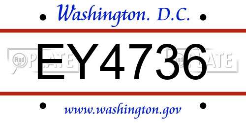 EY4736 District Of Columbia License Plate