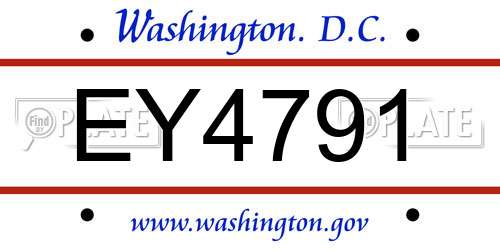 EY4791 District Of Columbia License Plate