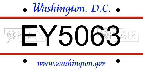 EY5063 District Of Columbia License Plate