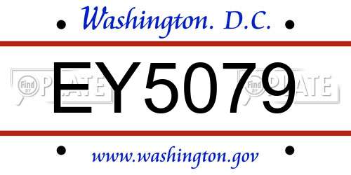 EY5079 District Of Columbia License Plate