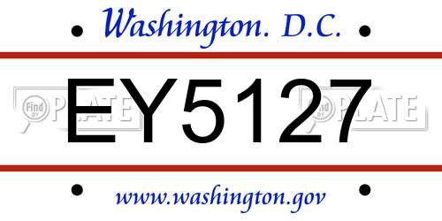 EY5127 District Of Columbia License Plate