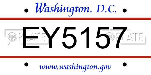 EY5157 District Of Columbia License Plate