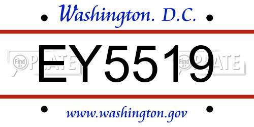 EY5519 District Of Columbia License Plate