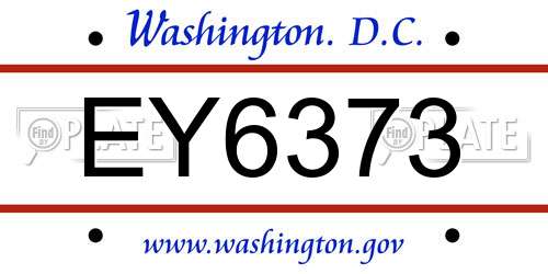 EY6373 District Of Columbia License Plate