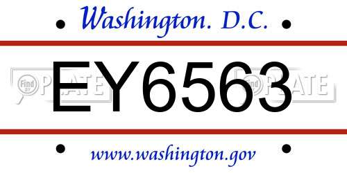 EY6563 District Of Columbia License Plate