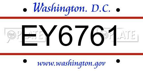 EY6761 District Of Columbia License Plate
