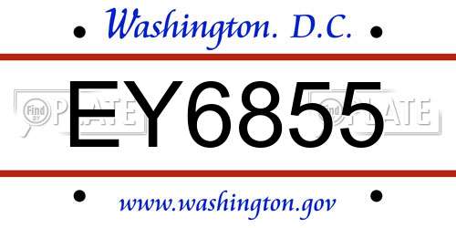 EY6855 District Of Columbia License Plate