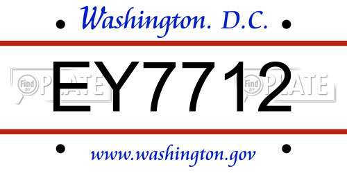 EY7712 District Of Columbia License Plate