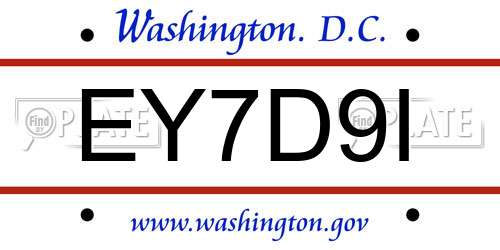 EY7D9I District Of Columbia License Plate