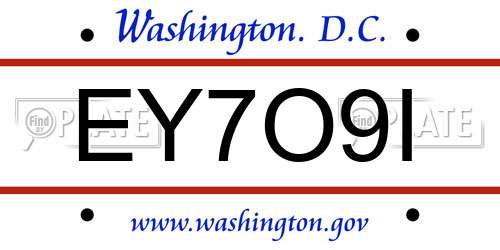 EY7O9I District Of Columbia License Plate