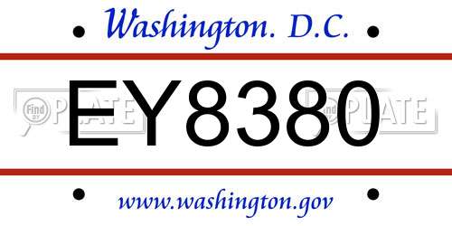 EY8380 District Of Columbia License Plate