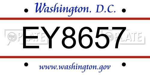 EY8657 District Of Columbia License Plate