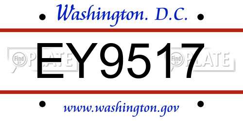 EY9517 District Of Columbia License Plate