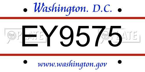 EY9575 District Of Columbia License Plate